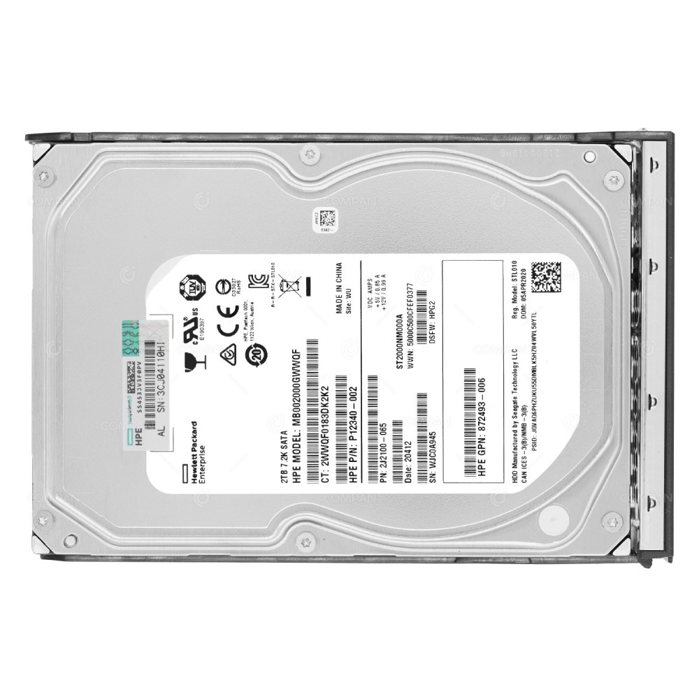 862132-001 HP HDD 2TB 7.2K SATA 6G 3.5" LFF FOR HP PROLIANT G10 G11